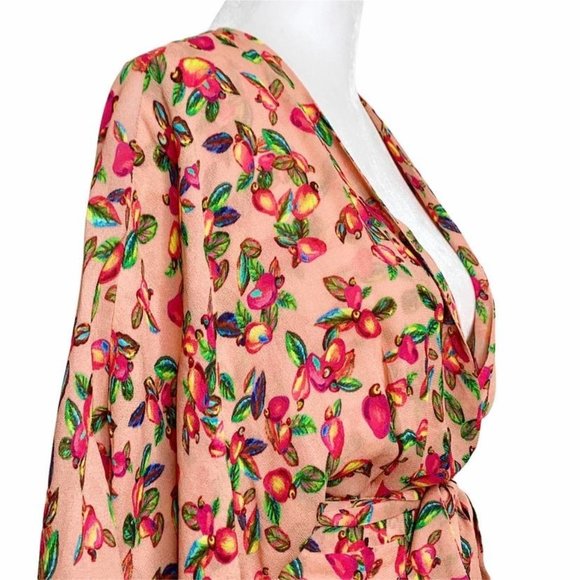 FARM Rio RARE Pink Wrap Tie Dress Mango Tropical - Picture 11 of 16